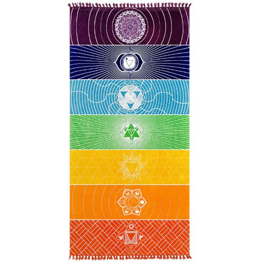 Printed Beach Towel with Colorful Yoga Mat and Shawl